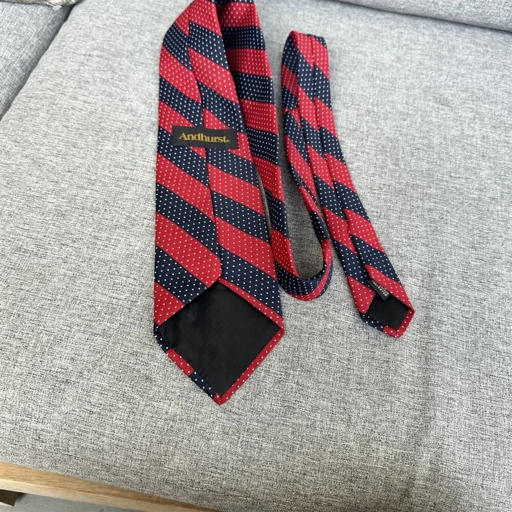Vintage Tie Andhurst Mens Necktie Red White Blue Diagonal Mod Patriotic